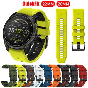 Garmin Fenix ​​8 E 7 7X Pro 5 5X Plus 6 6X Pro Epix Gen 2 QuickFit 밴드 용 Enduro 3 Tactix 팔찌 용 22mm 26mm 실리콘 스트랩