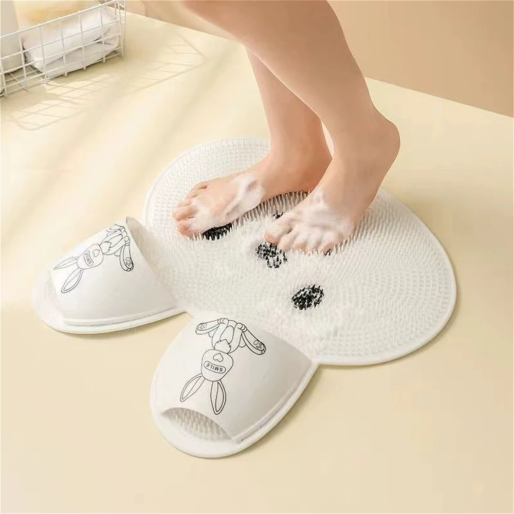 토끼 실리콘 발 스크럽 매트 각질 제거 샤워 마사지 브러시 등 마사지기 발 스크러버 욕실 미끄럼 방지 욕실 매트 도구