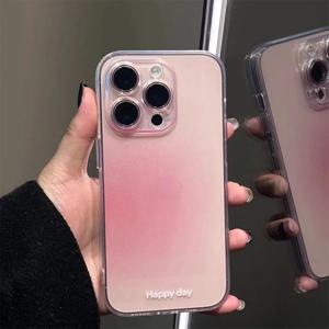고급 투명 핑크 파우더 실리콘 폰 케이스 (아이폰 13, 12, 11, 14, 15 Pro Max, XR, X, 7, 8 Plus) 그라데이션 투명 소프트 TPU 커버