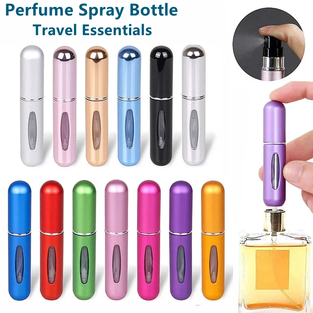 5ml 휴대용 향수 분무기 액체 용기 화장품용 미니 알루미늄 스프레이 알코올 빈 리필 가능한 병