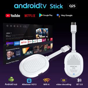 인기 안드로이드 14.0 올위너 H313 TV 스틱 Q2S TV BOX 구글 플레이 지원 유튜브 듀얼 2.4/5G 와이파이 6 BT 5.0 8K 비디오 디코딩