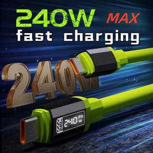 1.5m 고속 충전 240W USB 타입-C to 타입-C 케이블 실시간 전력 표시 기능 포함 아이폰 화웨이 샤오미 삼성 오포 비보용