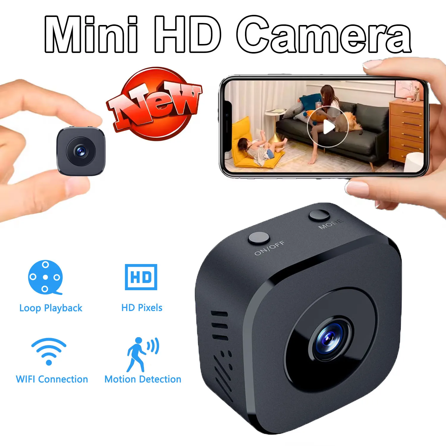 보안 카메라 4K 미니 풀 컬러 나이트 비전 고화질 WiFi 모니터 방수 모션 감지 감시 스마트 홈