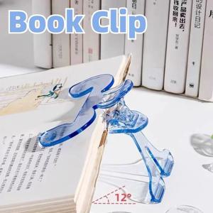 1개 투명 플라스틱 책 클립 스탠드 독서 보조 고정 책 클립 파일 북마크 문구류 학교 용품
