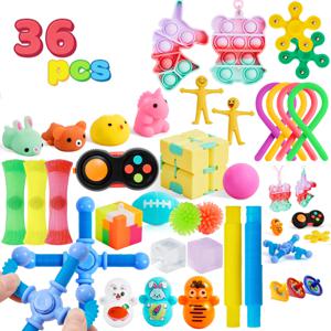 36개 어린이 파티 선물, 인기있는 피젯 토이 팩, 어린이 생일 파티용 선물 가방 필러, 학교용 대량 상품