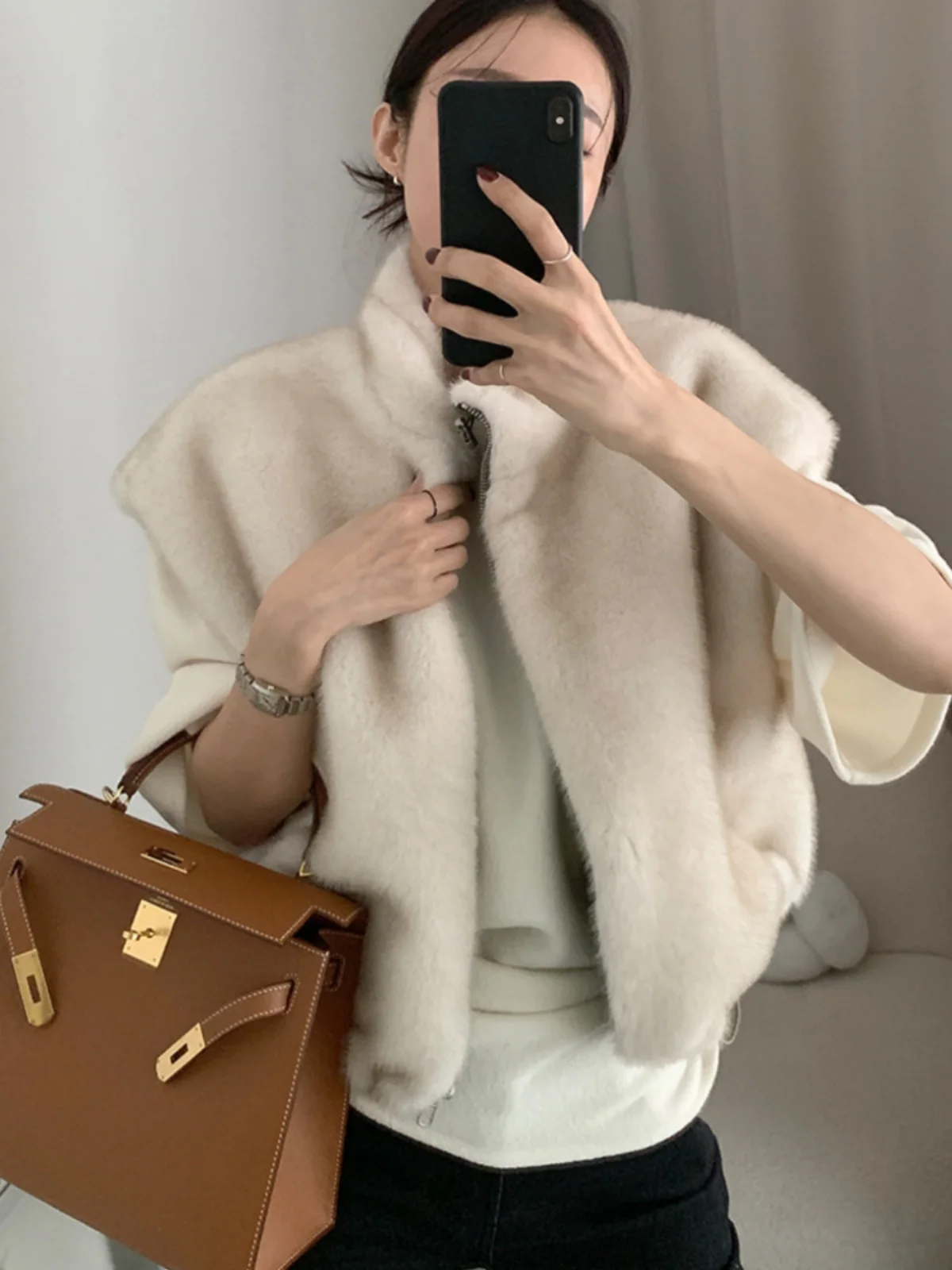 여성용 겨울 루즈 퍼 베스트 양면 착용 레트로 패션 캐주얼 다용도 아우터웨어 한국 스타일 출퇴근 스타일
