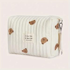 22X16X9CM 유모차 가방 휴대용 귀여운 곰 기저귀 보관 가방 청소하기 쉬운 지퍼 자수 가방 다기능 엄마 가방
