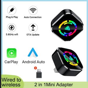 2025 새로운 무선 Carplay 어댑터 안드로이드 자동 2in 1 스마트 동글 WIFI For iphone 안드로이드 전화 For Volvo Benz Mg Kia Chery VW