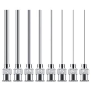 12 팩 38mm 디스펜스 바늘 스테인레스 스틸 무딘 팁 바늘 1.5 인치 8G, 10G, 12G, 16G, 18G, 20G, 접착제 바늘