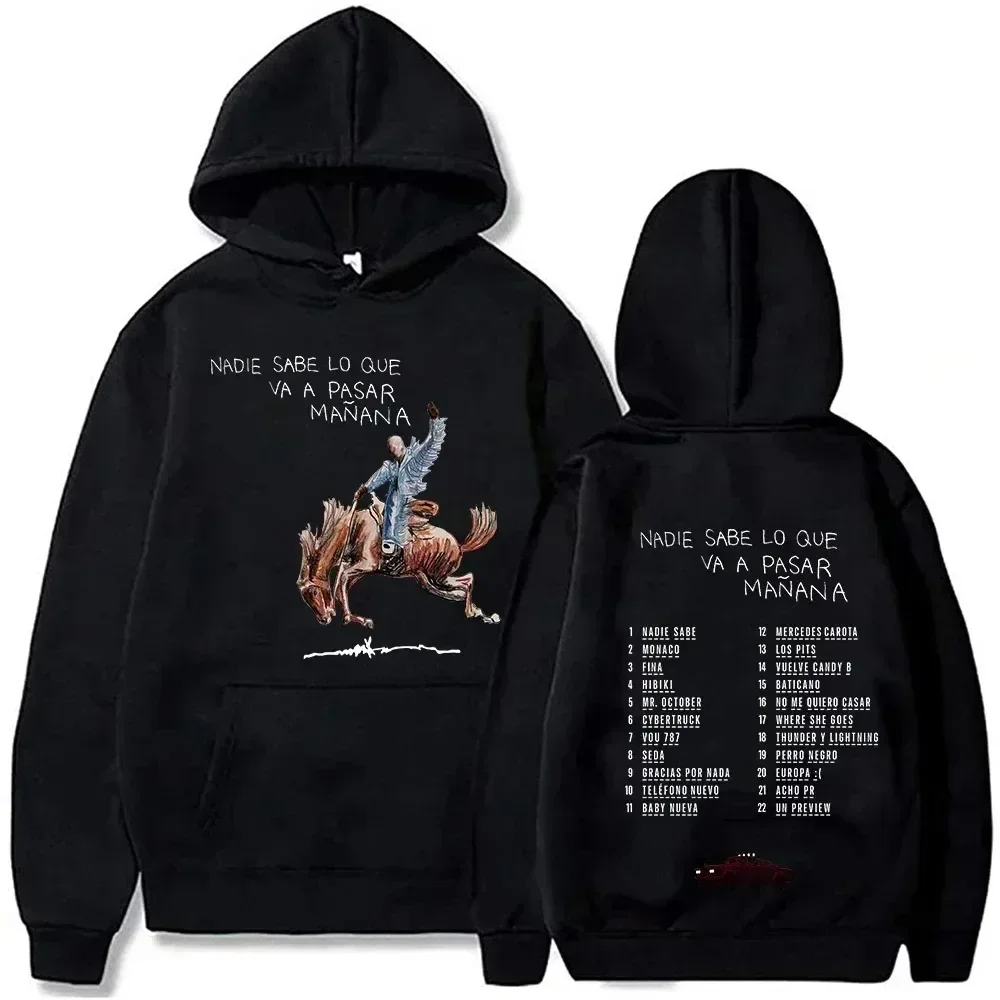 Bad Bunny 새 앨범 Nadie Sabe Lo Que Va Pasar Manana 스웨터 스트리트 후드 의류 캐주얼 풀오버 90s Bad Bunny 까마귀