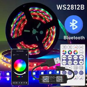WS2812B LED 스트립 RGB IC 스마트 USB 블루투스 음악 컨트롤러 키트 개별적으로 주소 지정이 가능한 스마트 RGB LED 스트립 30/60/144Leds/m