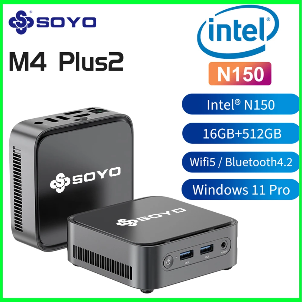 소요 미니 PC M4 PLUS2 인텔 N150 8GB/16GB 램 256GB/512GB SSD 윈도우 11 프로 미니 데스크탑 컴퓨터 (가정용, 비즈니스, 게임용)