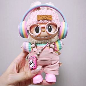 라부부 옷 핑크색 작업복, 화려한 헤드폰 세트, 무지개색 주름 치마 옷, 라부부 액세서리 (인형 없음)