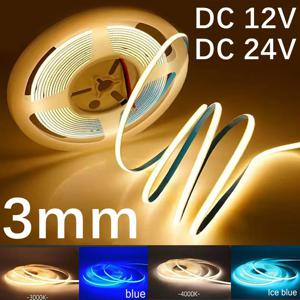 초박형 COB LED 스트립 12V 3mm 다채로운 디밍 가능 3000K 4000K 6000K 고밀도 유연 조명 400LED DIY 홈데코 램프용