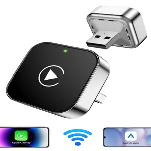 범용 미니 무선 CarPlay 및 Android Auto 어댑터 – VW, Toyota, Nissan, Honda, Ford, Benz 등을 위한 플러그 앤 플레이 USB 동글