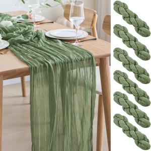 6pcs CheeseCloth 테이블 러너, 40x270cm Boho 거즈 패브릭 결혼식, 신부 샤워, 파티 및 연회를위한 소박한 쉬어 테이블 러너