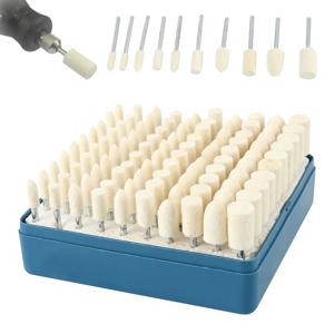 100Pc 양모 펠트 장착 연마 버핑 휠 그라인딩 헤드 Dremel 금형 드릴 용 연마 휠 로타리 도구 액세서리
