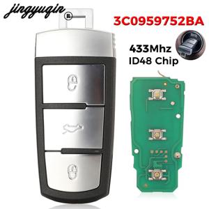 Jingyuqin 3C0 959 752 BA 스마트 원격 키 434Mhz ID48 칩 VW 폭스바겐 Passat B6 3C B7 Magotan CC 3 버튼 3C 0959752 BA
