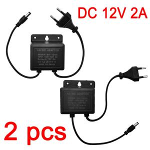 2pcs DC12V 2A EU 플러그 전원 어댑터 방수 블랙 CCTV 보안 감시 AHD 카메라 충전기 NVR DVR 입력 AC100V-240V