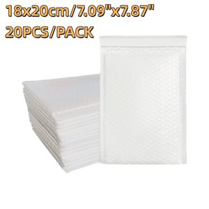 20개 18x20cm 흰색 충격 흡수 버블 메일러 유리병 장식용 민감한 소포용 신뢰할 수 있는 패딩 봉투