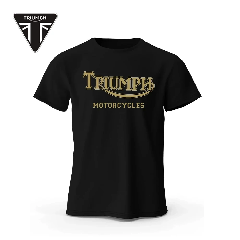 25 New Triumph 남성용 오토바이 티셔츠 여름 맞춤형 루즈 코튼 커플과 같은 트렌디한 환경 평화 탑