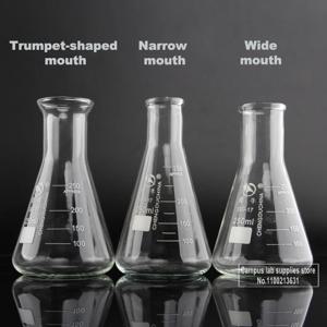 실험실 화학 장비용 1piece 50ml/100ml/150ml/200ml/250ml/300ml/500ml/1000ml 붕규산 유리 원추형 삼각 플라스크
