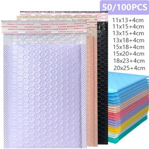 50/100pcs 보라색 버블 메일러 버블 패딩 메일 링 봉투 메일러 폴리 포장 셀프 인감 배송 가방 버블 패딩