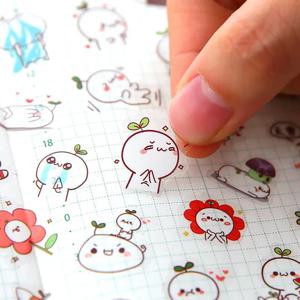 6 개/몫 한국어 방수 만화 귀여운 투명 Diy 장식 스티커 손 계정 스티커 Kawaii 플라스틱 컵 스티커