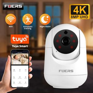 Fuers 투야 스마트 홈 실내 무선 IP 감시 카메라, 4K 8MP 와이파이 카메라, AI 자동 추적 보안 베이비 모니터