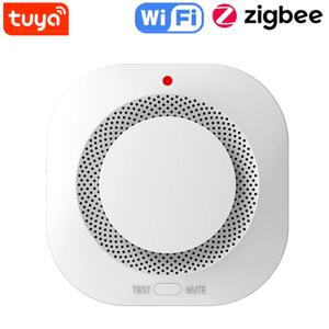Tuya 스마트 지그비/와이파이 연기 감지기, 스마트 화재 방지, 홈 보안 경보, 사운드 라이트 알람, 앱 제어