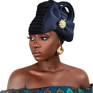 여성을위한 다층 나비 넥타이 아프리카 Headtie 다이아몬드 Turban 모자 나이지리아 결혼식 Gele 이슬람 Headscarf 보닛 여성 머리 랩