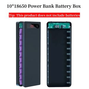 10*18650 전원 은행 배터리 박스 홀더 iPhone Xiaomi Huawei 18650 배터리 케이스 용 휴대용 듀얼 USB 유형 C 충전 쉘
