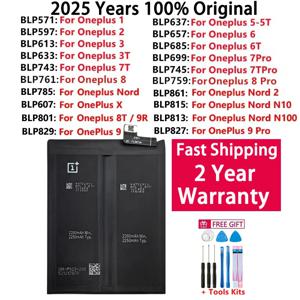100% 오리지널 휴대폰 교체 배터리, OnePlus Nord N100 N10 1 2 3 3 3T 5 5 5T 6 6T 7 7T 8 8T 9 9R X Pro Plus 배터리