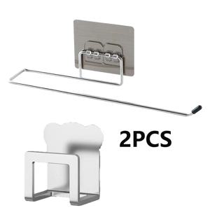 2PCS 주방 욕실 롤 종이 타월 홀더 드릴링 무료 벽 후크 유형 스테인레스 스틸 스토리지 후크 랙 화장실 액세서리