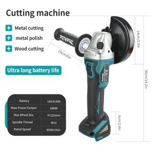 Makita 18V 새로운 DGA504 무선 그라인더 125mm 휠, 6.0Ah Li-4-1/2