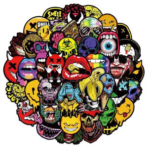50개 할로윈 호러 고스트 페이스 그래피티 스티커 DIY 스쿠터 트롤리 박스 자동차 오토바이 헬멧 방수 스티커 장난감