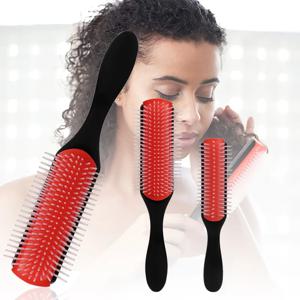 9줄 엉킴 방지 마사지 헤어 브러시(곱슬 머리 브러시용) 탈착식 9줄 빗 플라스틱 젖은 헤어 브러시