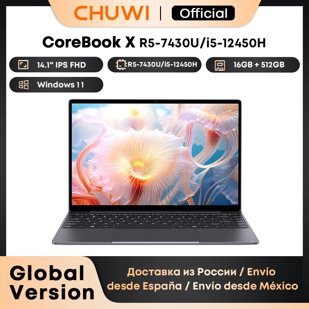 츄이 코어북 X 노트북 R5-7430U 14인치 FHD 화면 16GB 램 512GB SSD WIFI 6 윈도우 11 게이밍 노트북 AMD R5 컴퓨터 PC