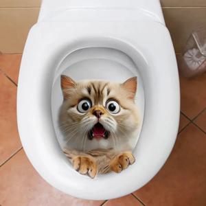 재미있는 창의적인 3D 고양이 변기 스티커, DIY 방수 벽 스티커, 다람쥐 자체 접착 변기 시트 데칼