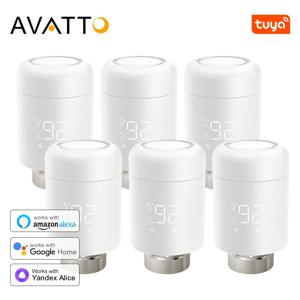 AVATTO Tuya 1-6PCS Wifi TRV 라디에이터 액추에이터 밸브 온도 조절 라디에이터 밸브 온도 컨트롤러 지원 Alexa Google 홈