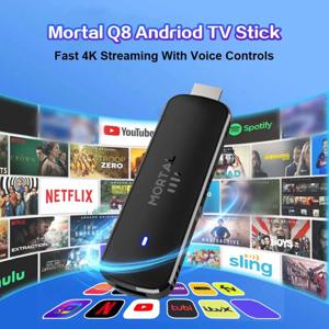 글로벌 버전 안드로이드 TV 스틱 Mortal Q8 음성 리모컨 Android14 8K4K 비디오 Wifi6 Netflix YouTube 스트리밍 TV 스틱 TV 박스