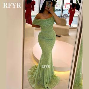 RFYR 반짝이 댄스 파티 드레스 인어 이브닝 드레스 반짝 이는 연예인 갈라 드레스 여성용 가운 드 soirée 맞춤형