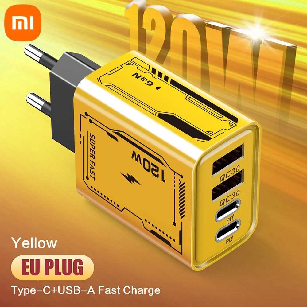 Xiaomi 120W 충전기 초고속 충전 Type-C GaN 전화 충전기 USB-C QC 3.0 iPhone 용 전화 충전기 어댑터 Samsung Xiaomi