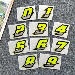 2PCS 오토바이 레이싱 아랍어 숫자 스티커 DIY Refit 반사 무지개 스티커 번호 헬멧 자동차 스타일링 3D 데칼