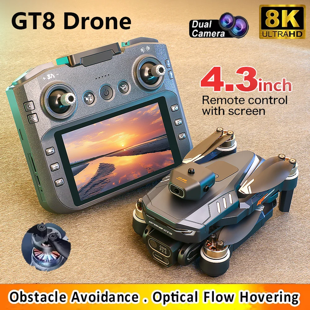 GT8 드론 2.4G 5G GPS 전문 8K HD 항공 사진 원격 제어 항공기 듀얼 카메라 브러시리스 모터 Quadcopters 완구