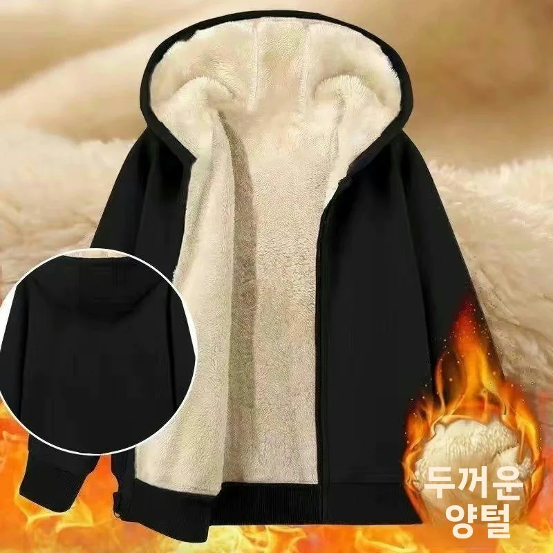 두꺼운 양털 벨벳 지퍼 가디건 스웨트셔츠 남성용 따뜻한 루즈 후드 재킷 작업복 가을 겨울 신상품