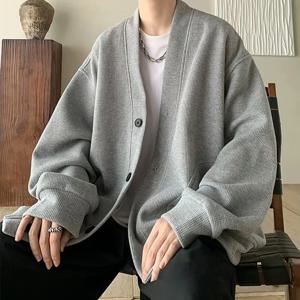 카디건 후드티 남성용 봄 가을 스타일 아메리칸 레트로 헤비웨이트 쿨하고 트렌디한 브랜드 루즈핏 캐주얼 재킷
