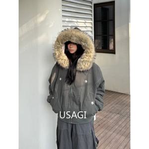 Y2k 스트리트 빈티지 따뜻한 카디건 느슨한 후드 여성 가을 ​​겨울 패션 모피 칼라 모자 후드 스트리트 지퍼 스웨트