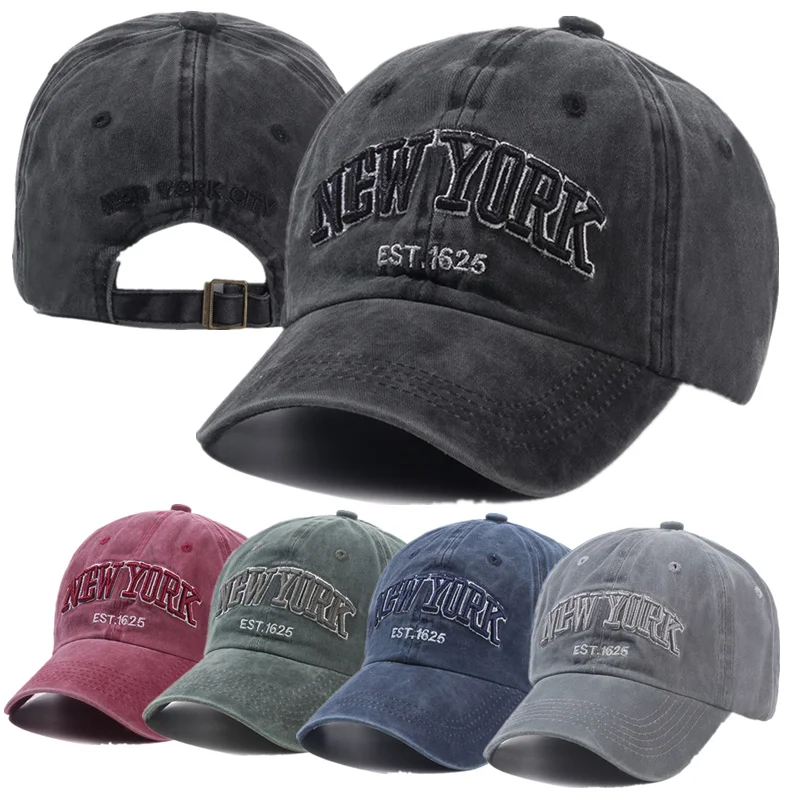 2025 뉴욕 남성 여성을위한 씻어 면화 모자 Gorras Snapback 모자 야구 모자 태양 보호 Casquette 아빠 모자 야외 모자