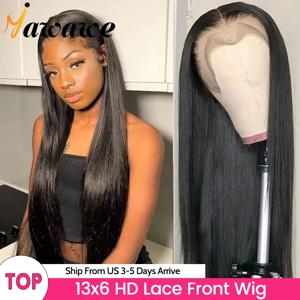 13X6 HD 투명 레이스 프론탈 가발 브라질 스트레이트 레이스 프론트 가발 여성용 인간의 머리카락 PrePlucked Hairline OQ Hair
